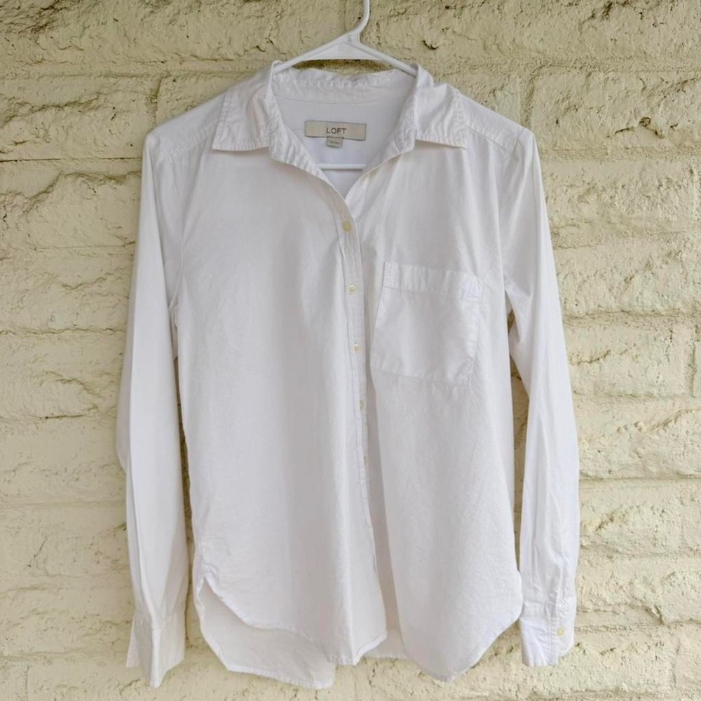 LOFT White Button Down Shirt